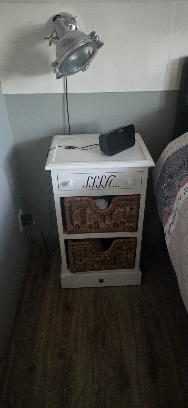 Nachtkastjes van riviera maison met rieten manden en lade, Ophalen of Verzenden, Minder dan 45 cm
