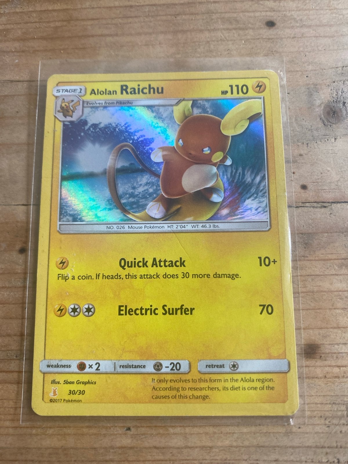 Alolan Raichu Pokémon kaart - Foil, Ophalen of Verzenden, Zo goed als nieuw, Losse kaart, Foil