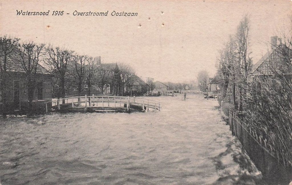 703-439-013 Watersnood 1916 Overstroomd Oostzaan, Verzenden, Voor 1920, Noord-Holland