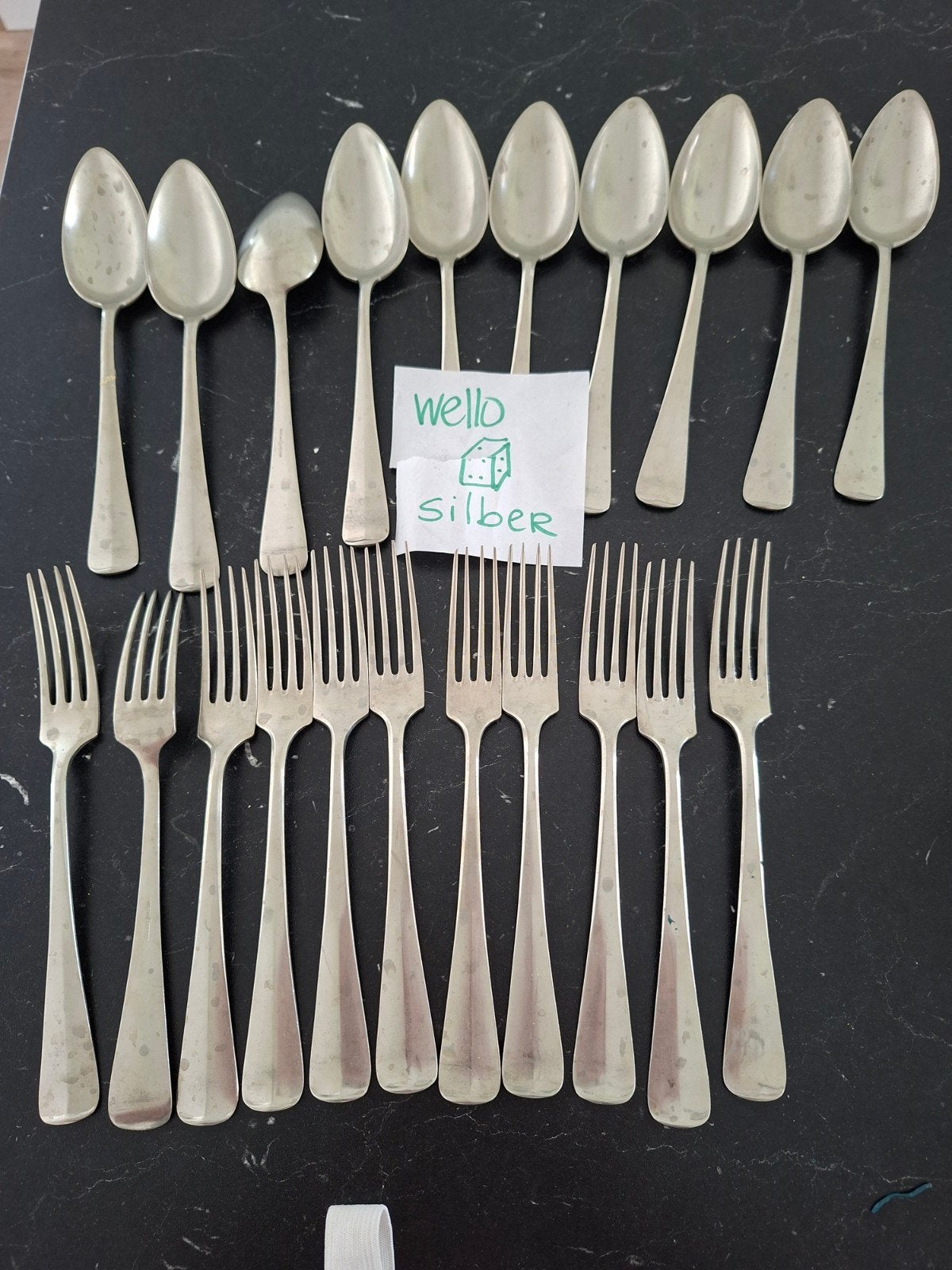 Wello Silber bestekset - 10 lepels en 11 vorken, Ophalen of Verzenden