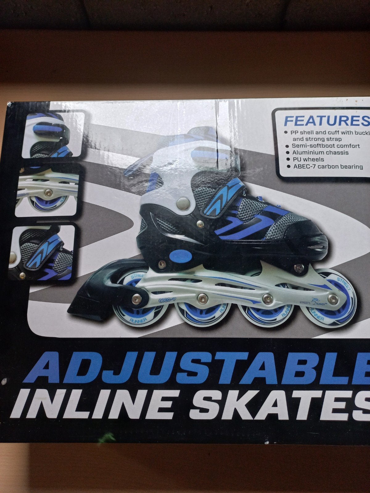 Verstelbare Inline Skates - Blauw/Zwart met ABEC-7 Lagers, Verstelbaar, Kinderen, Ophalen of Verzenden, Zo goed als nieuw
