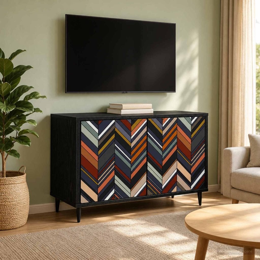 vidaXL Tv-meubel OMMEN - zwart eiken, 2 deuren + kast, Verzenden, Nieuw, 50 tot 100 cm, Minder dan 100 cm