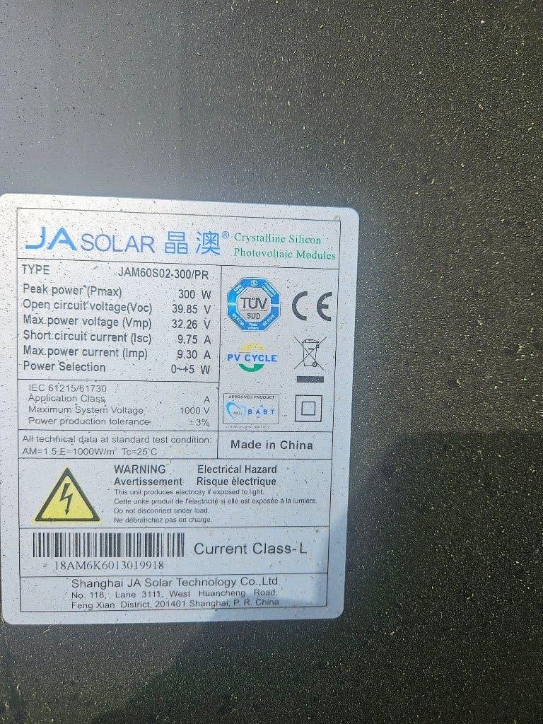 Zonnepaneel, Doe-het-zelf en Verbouw, Zonnepanelen en Toebehoren, Ophalen, Gebruikt, Paneel, 200 wattpiek of meer