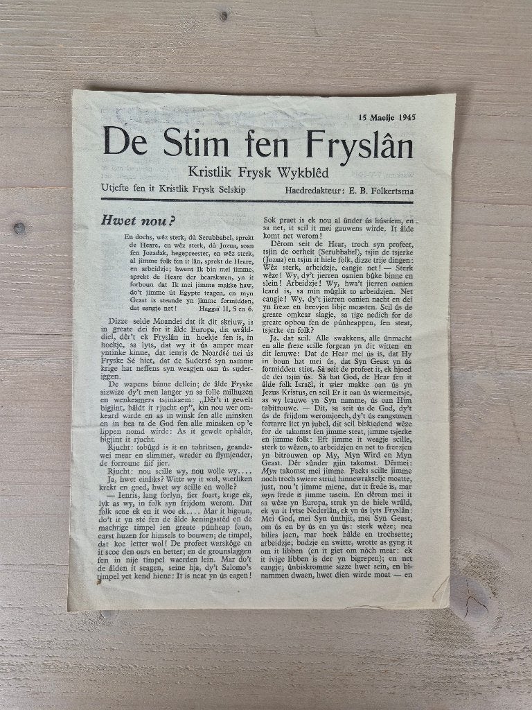 Wo2 Illegale pers verzetskrant De Stim Fen Fryslan, Ophalen of Verzenden, Nederland
