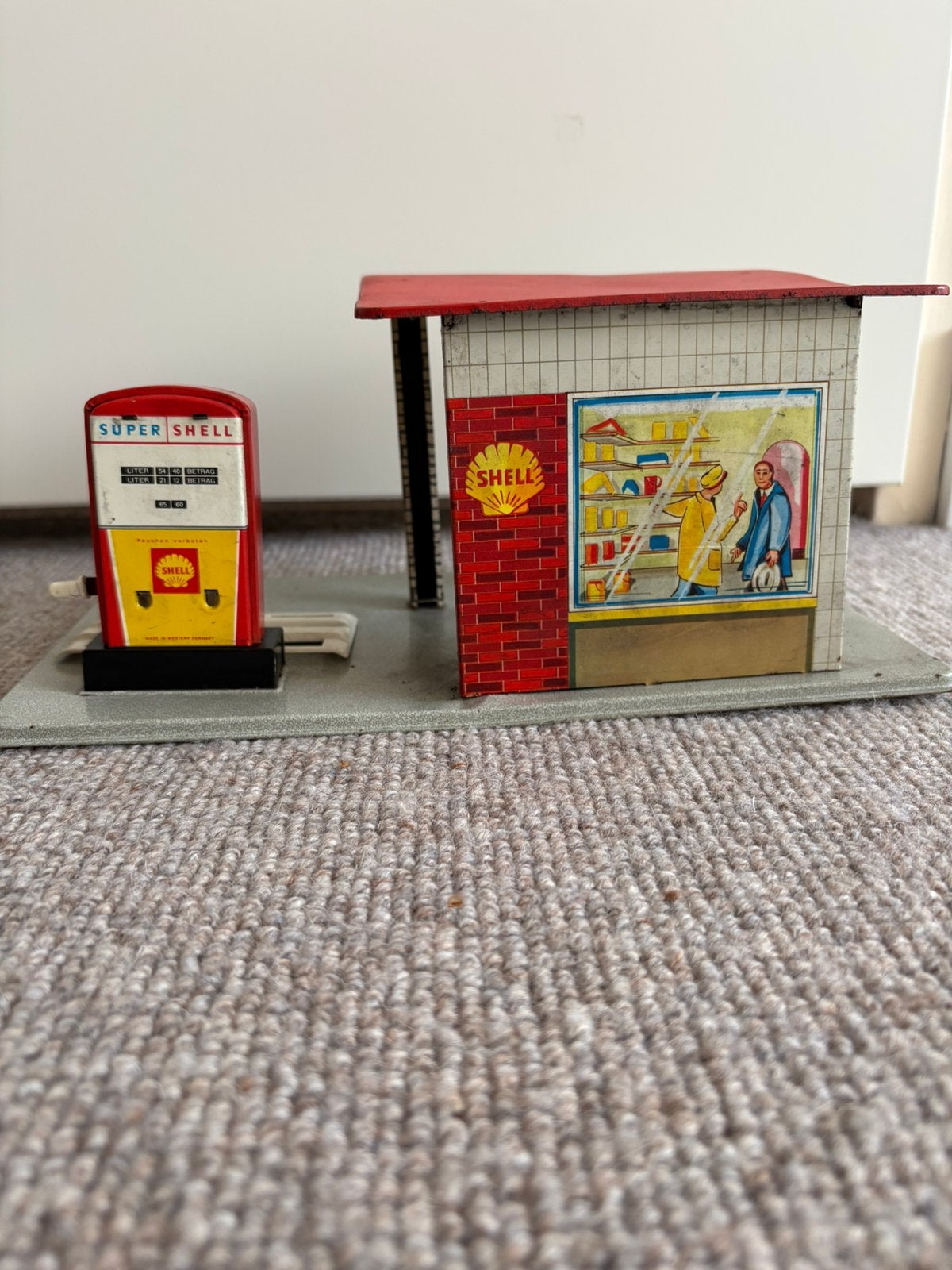 Shell Garage Benzinepomp - Blikken speelgoed., Ophalen of Verzenden