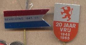 2 speldjes 20 JAAR BEVRIJDING 1945 1965 (A1), Verzenden, Gebruikt, Overige onderwerpen
