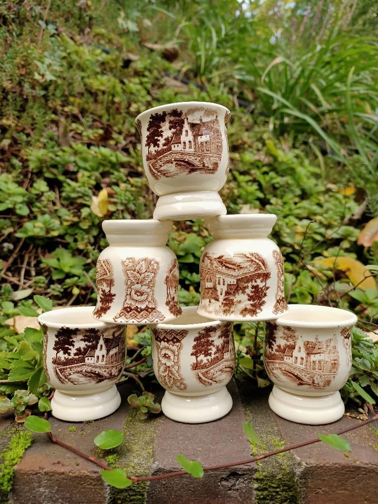 6 eierdopjes old bridge servies Societé Céramique Maastricht, Antiek en Kunst, Antiek | Servies los, Ophalen of Verzenden