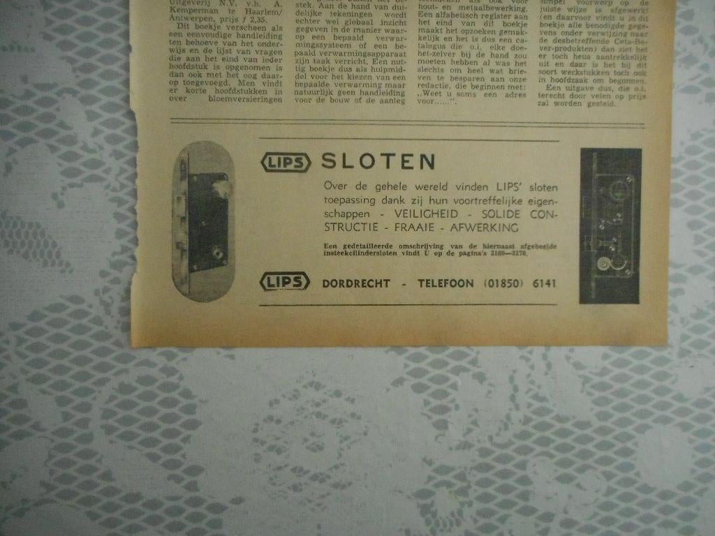 Adv. Lips Sloten Dordrecht. 2 Stuks. 1961., Ophalen of Verzenden, Gebruikt, Overige typen