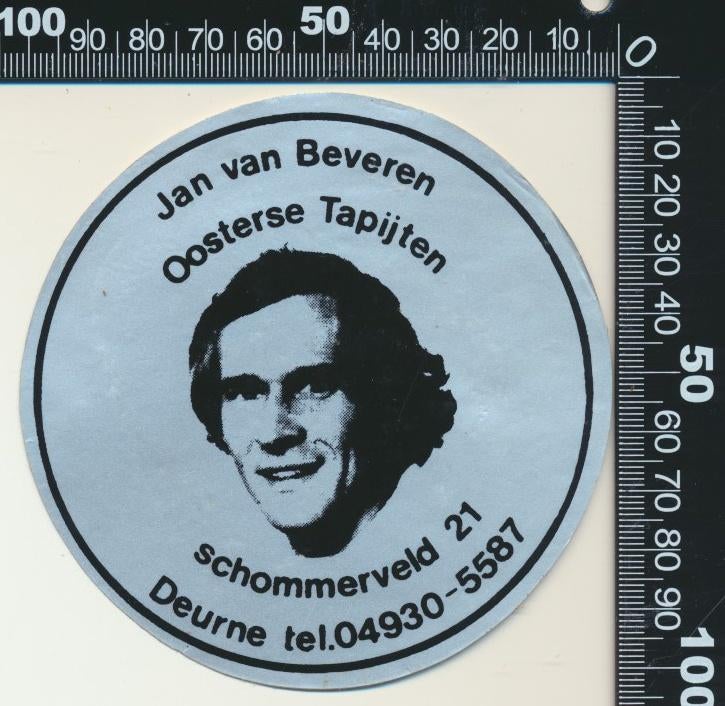 Sticker: Jan van Beveren - Oosterse Tapijten - Deurne, Ophalen of Verzenden, Zo goed als nieuw, Sport