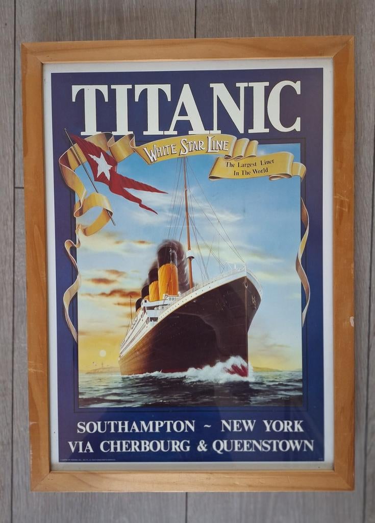 Ingelijste prent/poster van de Titanic, Ophalen of Verzenden, Zo goed als nieuw, Overige onderwerpen