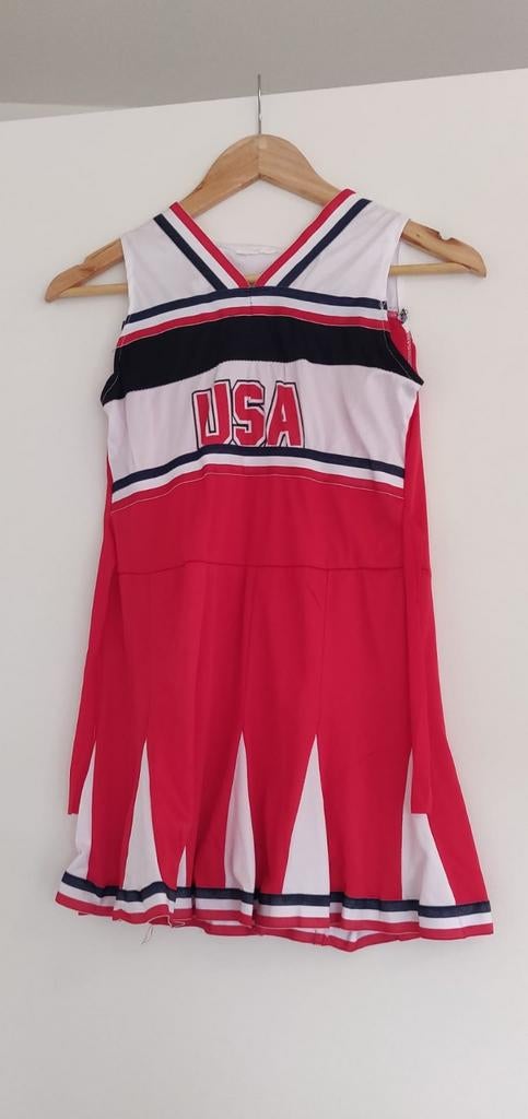 Cheerleader Jurkje Maat 146 + Gouden Pompons, Ophalen of Verzenden, Zo goed als nieuw, 146 t/m 152, Meisje