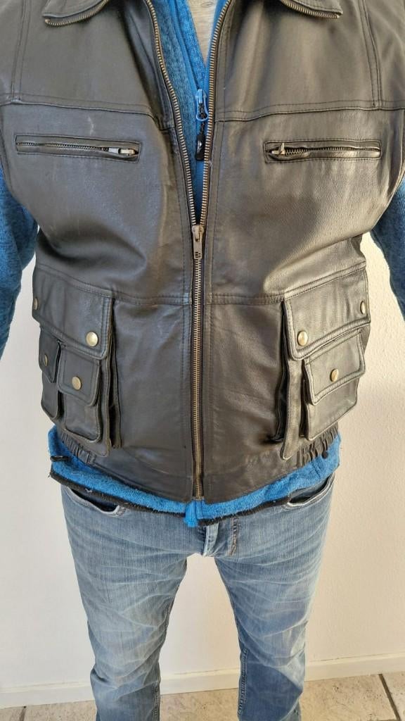 Vintage John F. Gee Leren (Biker) Vest, Motoren, Kleding | Motorkleding, Jas | leer, Dames, Heren, Tweedehands, Ophalen of Verzenden