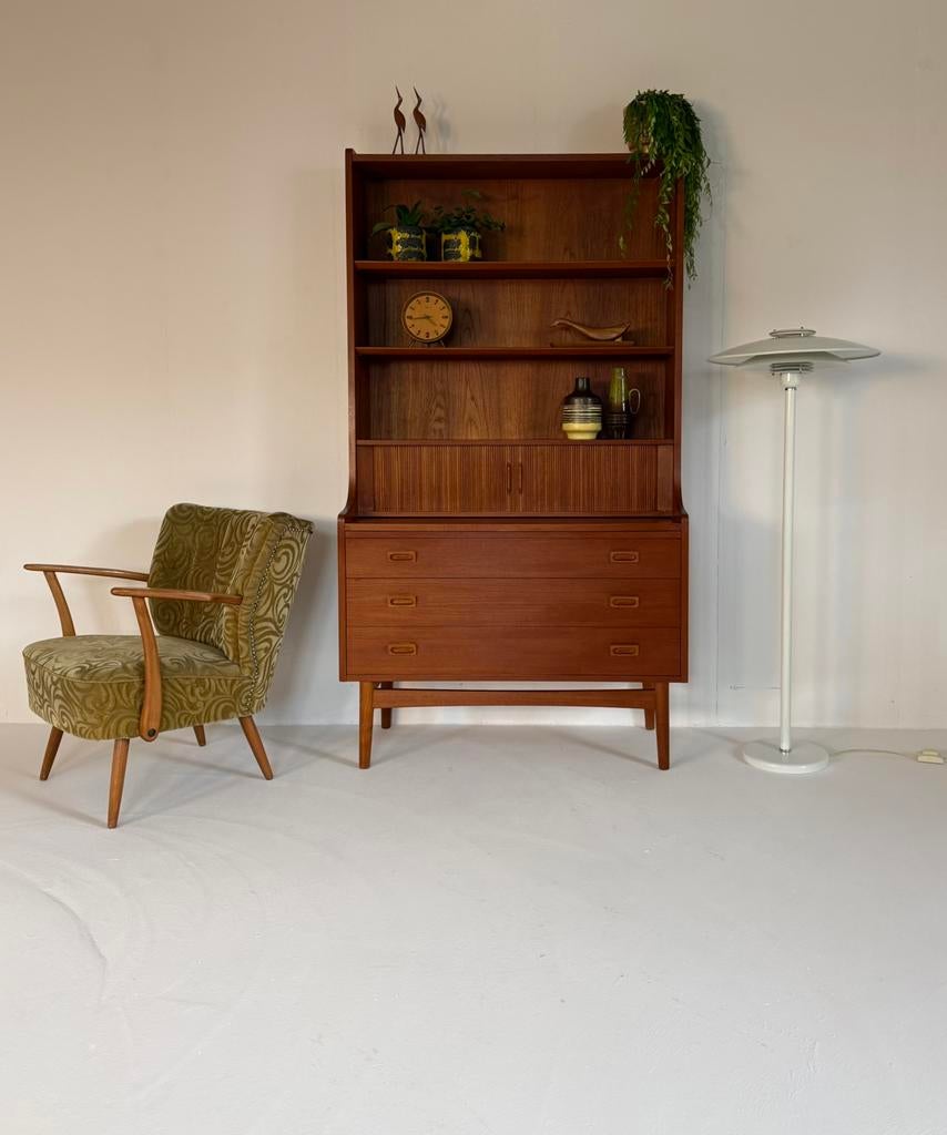 Vintage Deense vloerlamp, Lyfa ‘70, Vintage retro buisframe design rotan webbing papercord deens, 100 tot 150 cm, Ophalen of Verzenden