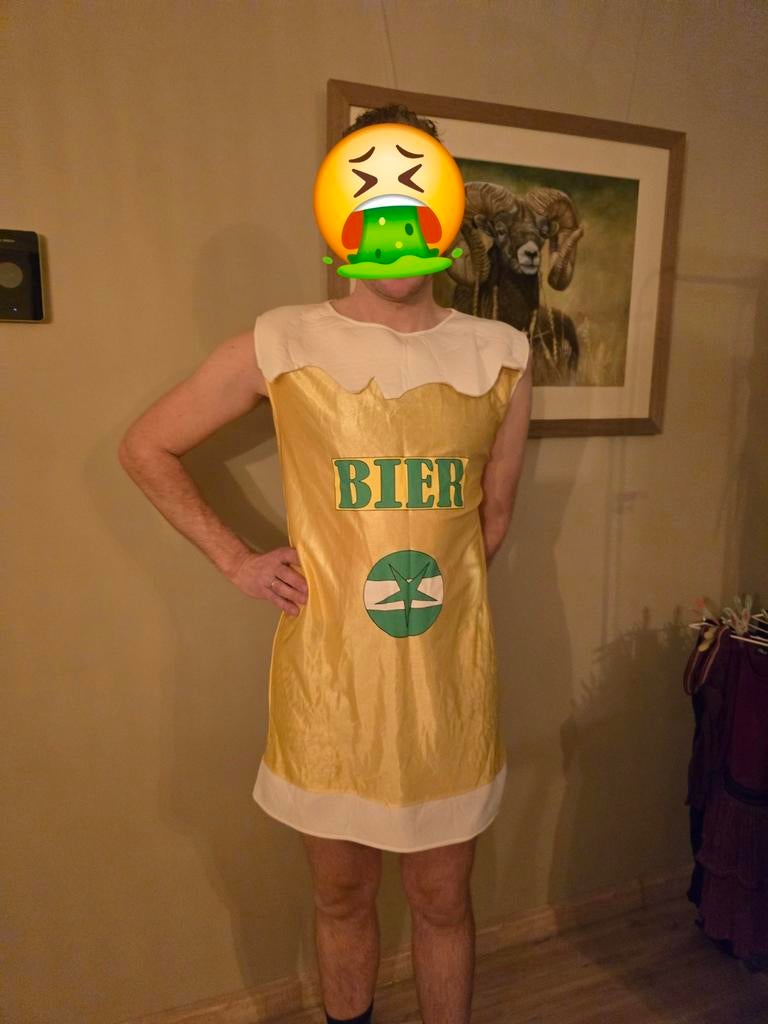 Bier Carnavalspak Heren Maat M (S/M), Carnaval, Maat 48/50 (M), Ophalen of Verzenden, Kleding