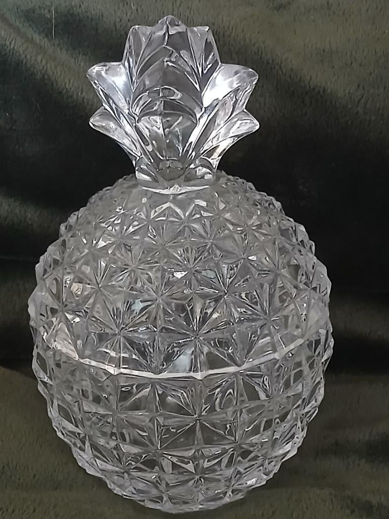 Kristal glazen dekselpot, pot Ananas, Ophalen of Verzenden