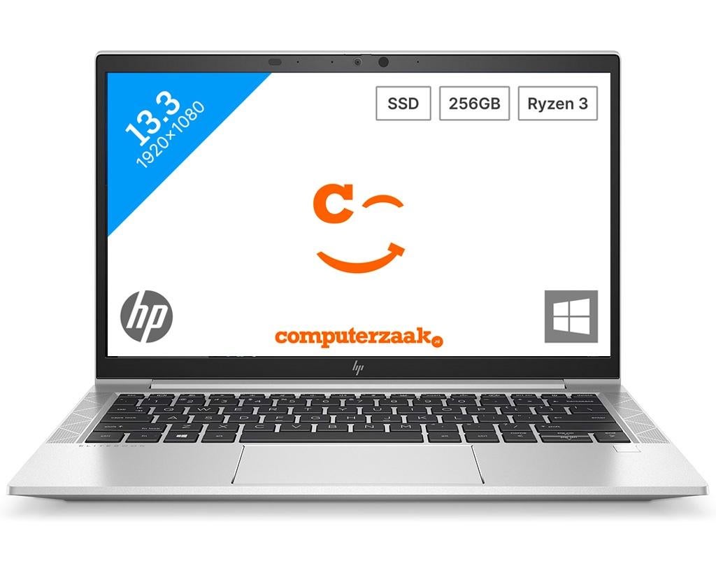 HP EliteBook 835 G7/AMD Ryzen 3 1.80GHz/8GB/256GB SSD, Hp, 256 GB, 2 tot 3 Ghz, Qwerty