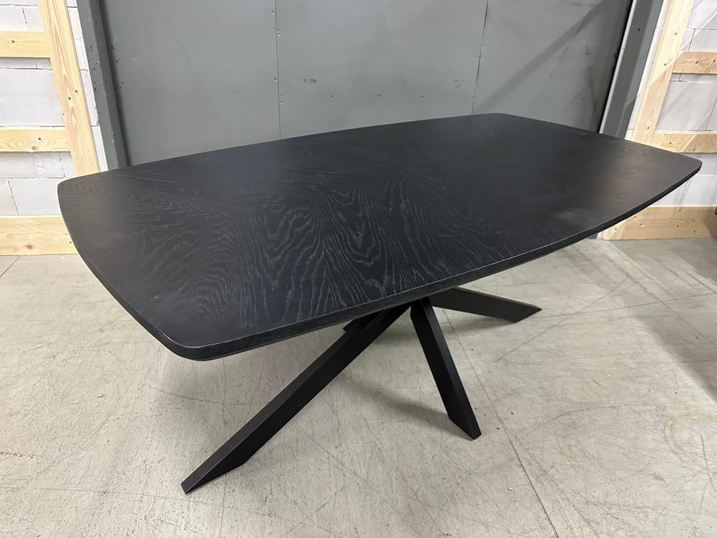 Eettafel l zwart fineer l deens ovaal l 180 x100 l NIEUW, Huis en Inrichting, 100 tot 150 cm, 200 cm of meer, Ophalen of Verzenden