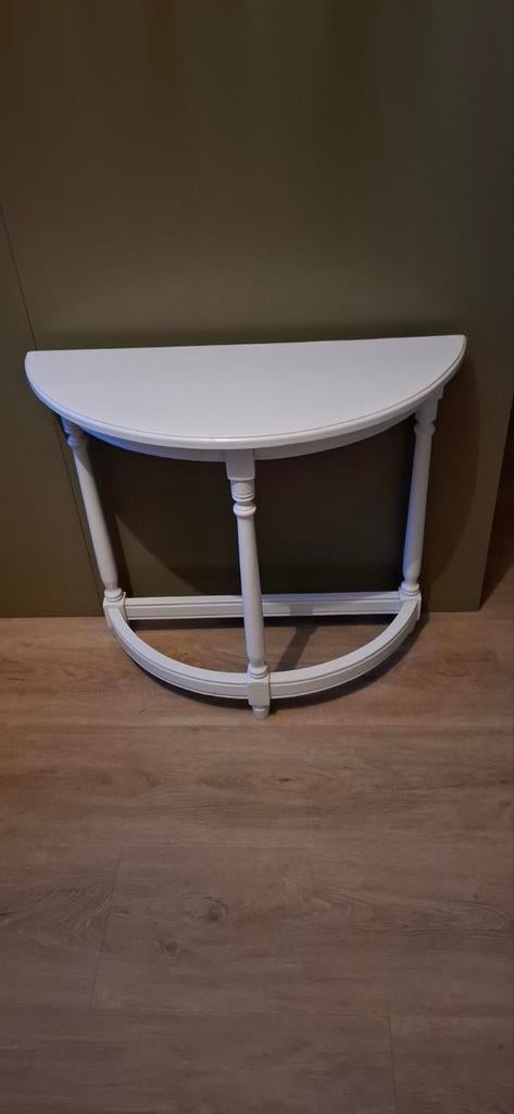 Half rond bijzettafeltje warm wit - Zo goed als nieuw, Ophalen, Rond, Minder dan 50 cm, Minder dan 25 cm