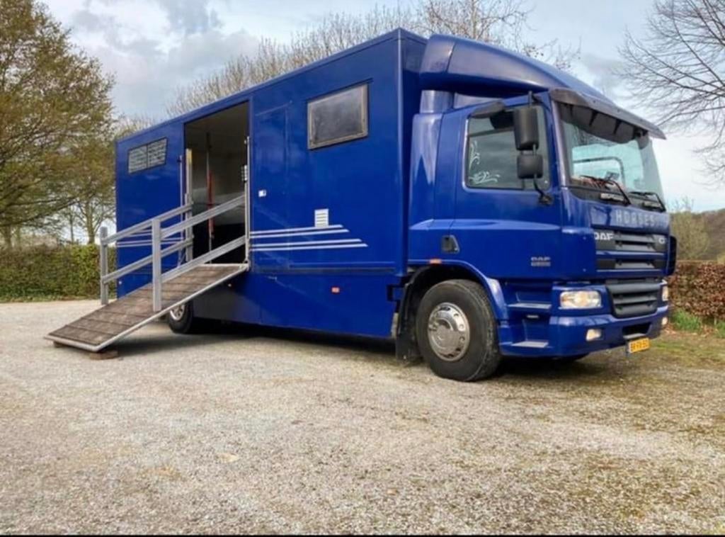 3-paards vrachtwagen DAF AE75PC, Auto's, Vrachtwagens, Automaat, Stof, Blauw, Diesel