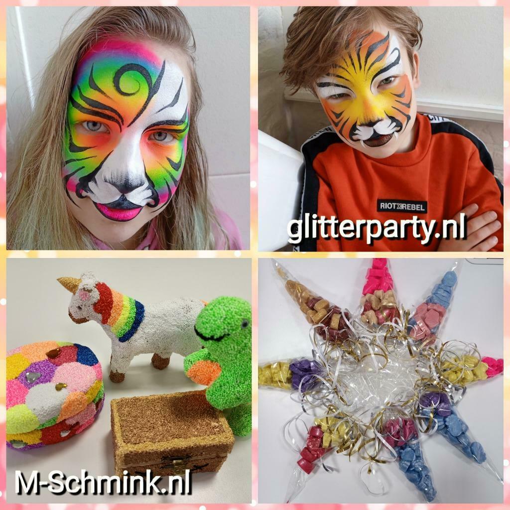 Schmink - glittertattoos - workshop schminken - kinderfeest, Kinderdisco