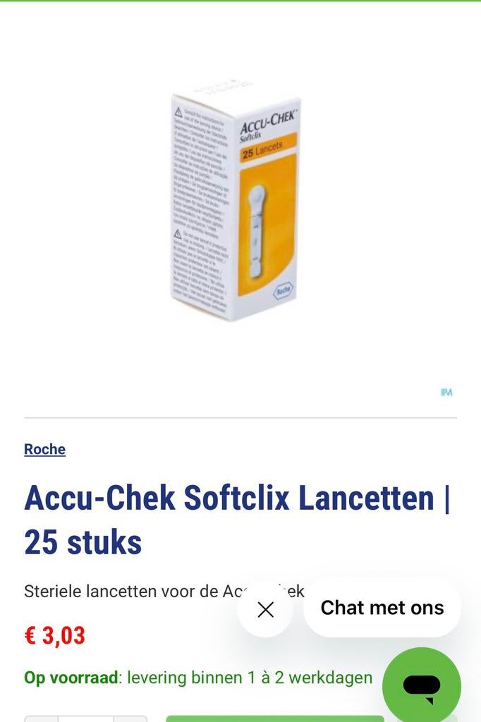 Accu chek  , lancetten 25 stuks per 5 doosjes, Verzenden, Nieuw
