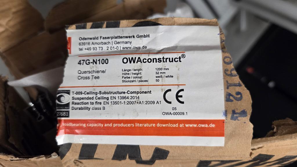 OWA Systeem Plafond Onderdelen, Doe-het-zelf en Verbouw, Platen en Panelen, Ophalen, Nieuw, Overige materialen