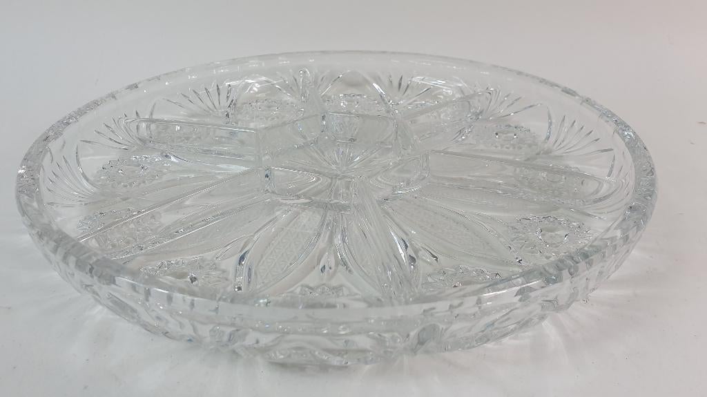 Vintage hapjesschaal, geslepen kristal met ster. 4C6, Antiek en Kunst, Antiek | Glas en Kristal, Ophalen of Verzenden