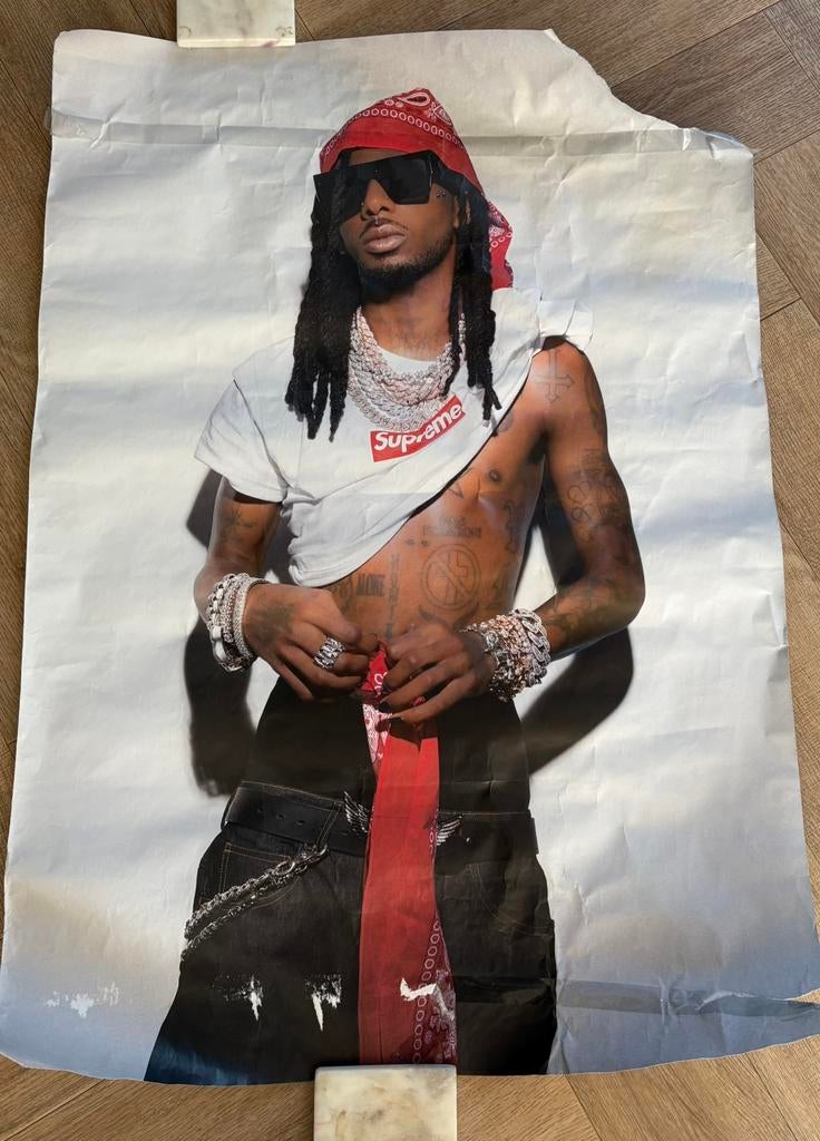 Playboi Carti supreme poster 2025, Ophalen of Verzenden, Gebruikt, A1 t/m A3, Rechthoekig Staand