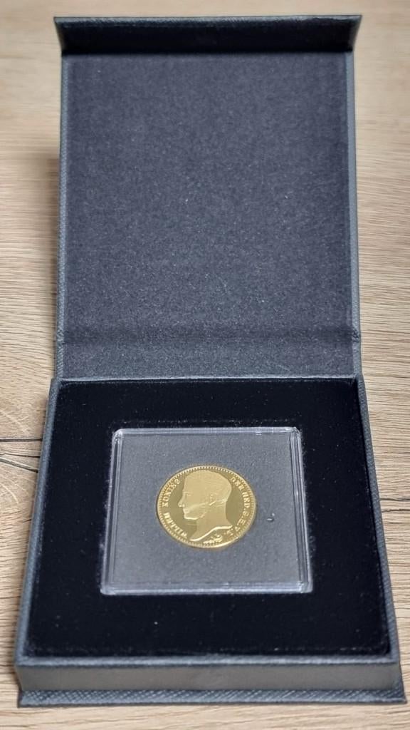 Herslag 10 Gulden - Koning Willem I - Verguld - Certificaat, Postzegels en Munten, Penningen en Medailles, Ophalen of Verzenden
