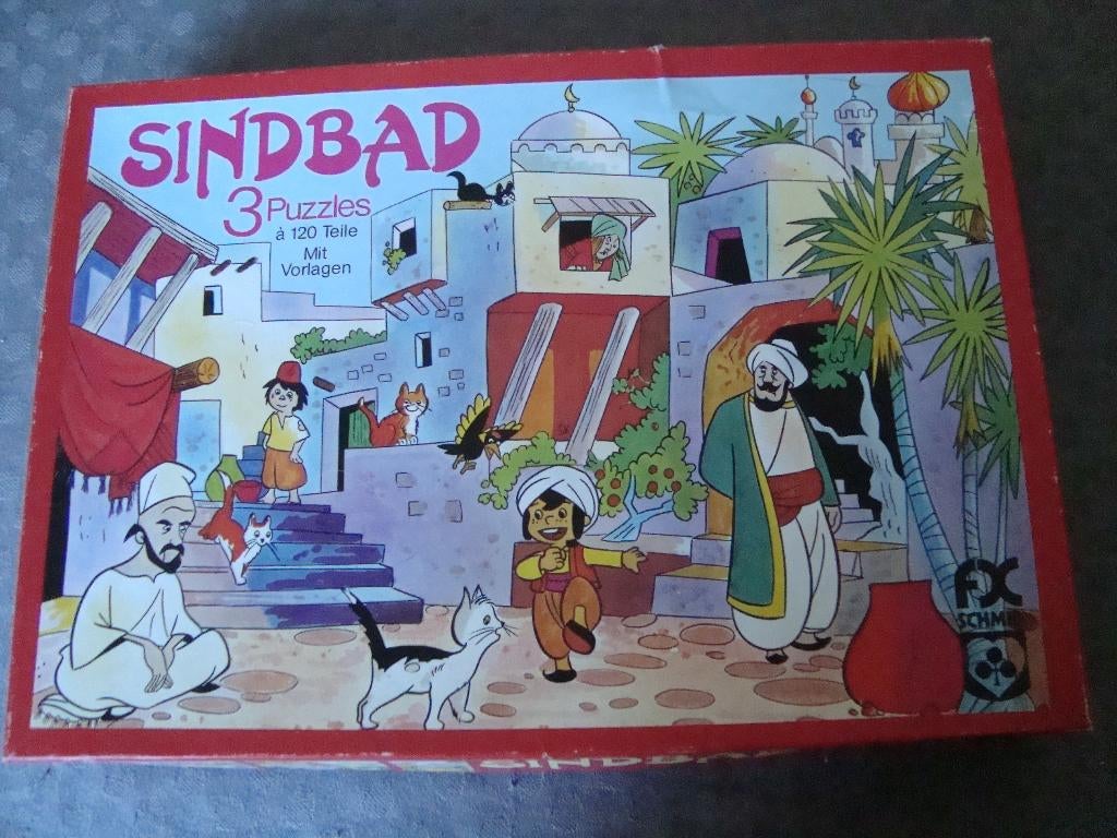 Sindbad 3 puzzels in doos, Ophalen of Verzenden, Meer dan 50 stukjes, Zo goed als nieuw, 6 jaar of ouder