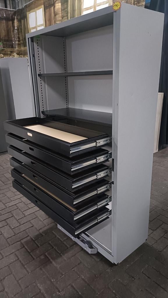 Aspa metalen stalen gereedschapladen roldeurkast, Gebruikt, 100 tot 150 cm, R, Aspa metalen roldeurkast met gereedschapladen