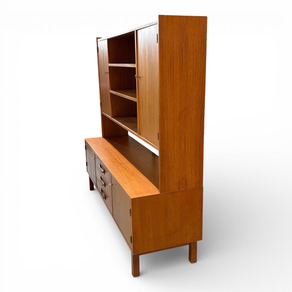 Teak fineer kast uit de jaren '60, Gebruikt, Met deur(en), 100 tot 150 cm, 150 tot 200 cm