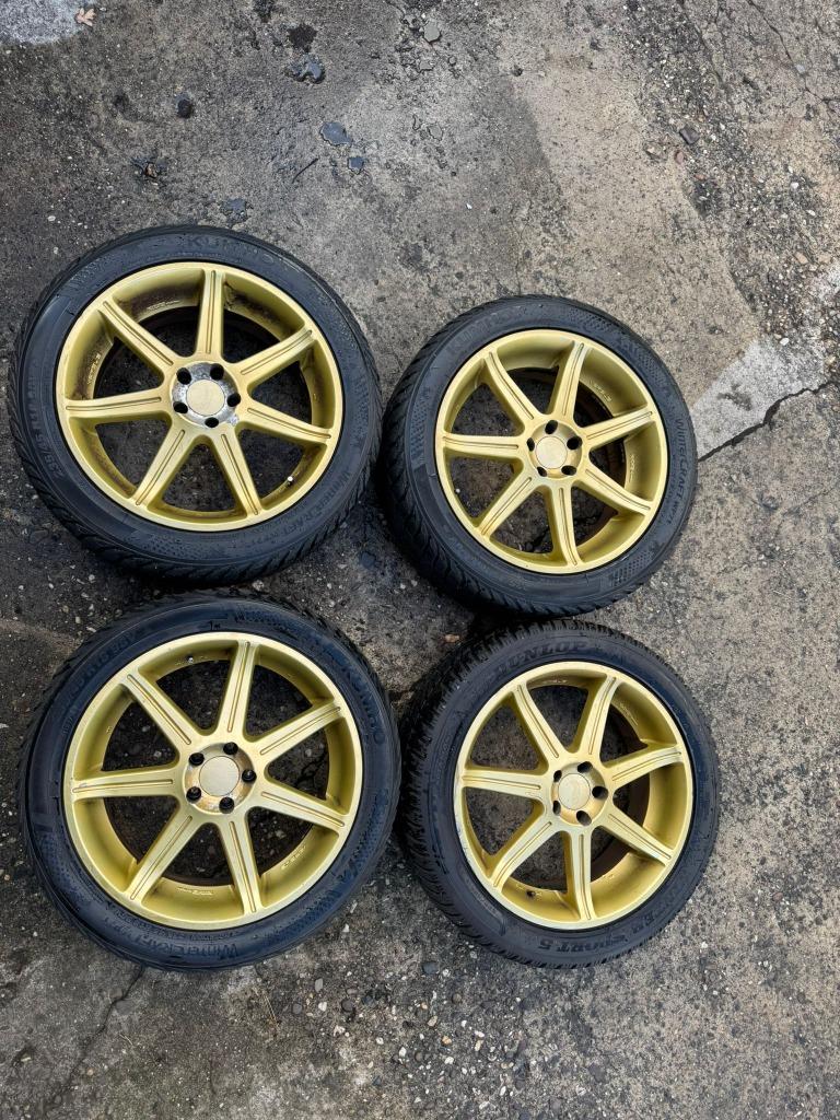 Rays Versus Avanti 5x100 velgen met banden, Auto-onderdelen, Banden en Velgen, Ophalen, 18 inch, Gebruikt, Winterbanden