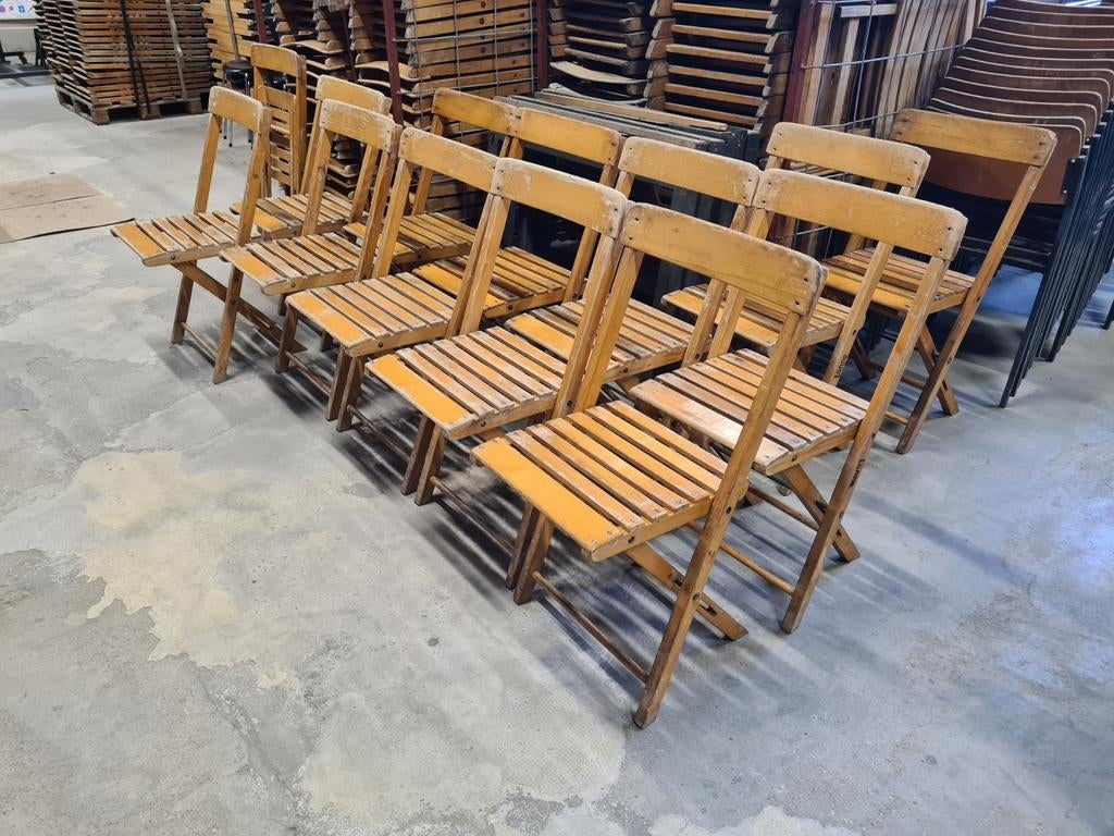 partij vintage houten klapstoelen café terras bistro stoelen, Ophalen of Verzenden, Gebruikt, Meubilair