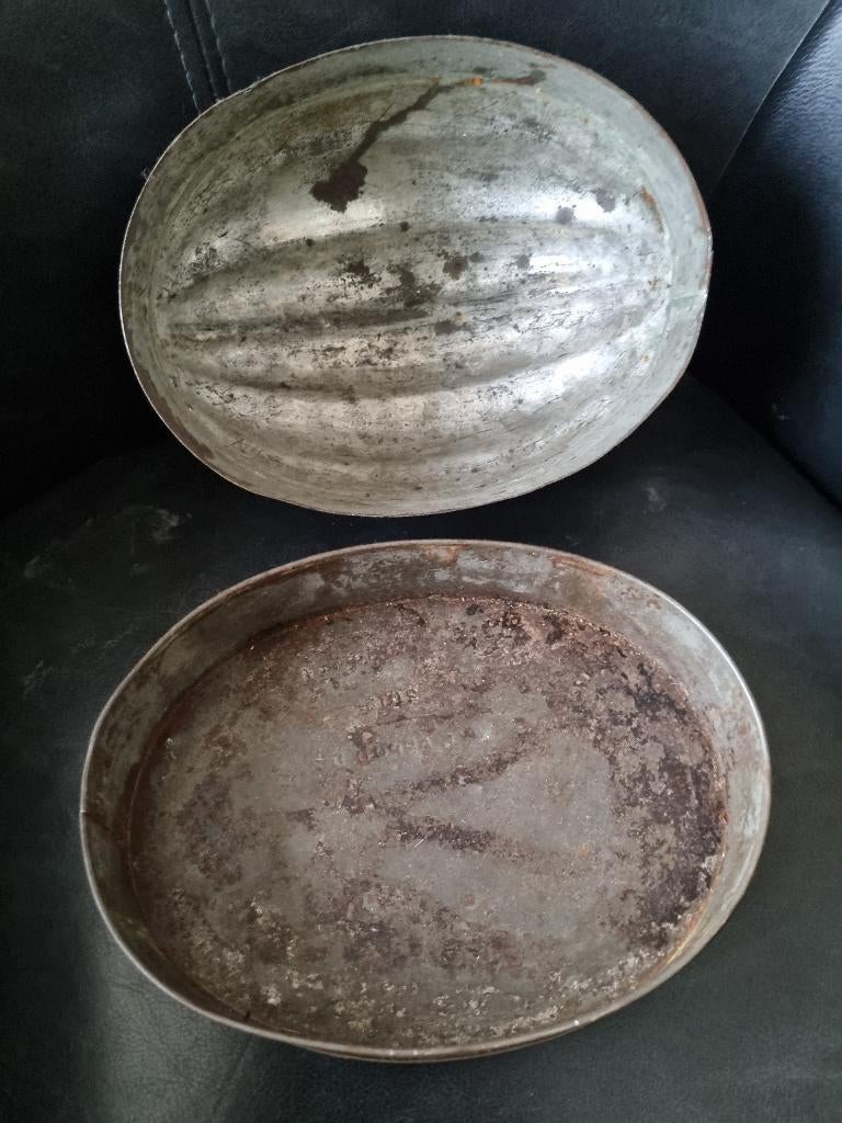 Antieke Engelse Puddingvorm van Tin Metal., Antiek en Kunst, Ophalen