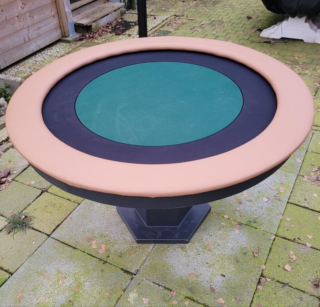 Luxe ronde pokertafel met op maat gemaakt tafelblad! Poker!, Vijf spelers of meer, Ophalen of Verzenden, Zo goed als nieuw