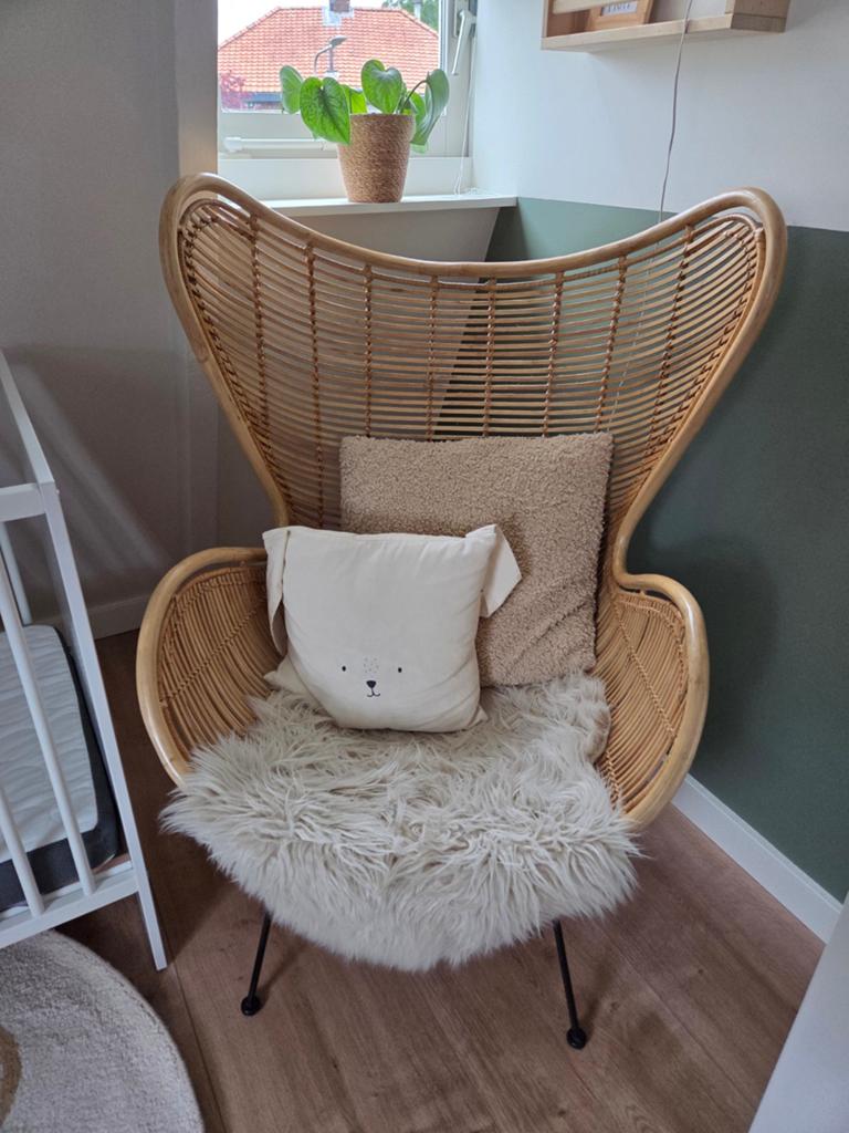 HKliving rotan egg chair, Huis en Inrichting, Stoelen, Ophalen, Zo goed als nieuw, Overige kleuren, Eén