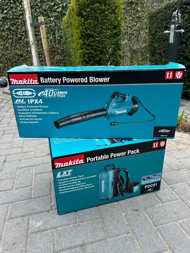 Makita PDC01 Accustation + UB001CZ Bladblazer (Nieuw), Tuin en Terras, Ophalen, Nieuw, Accu, Ruggedragen