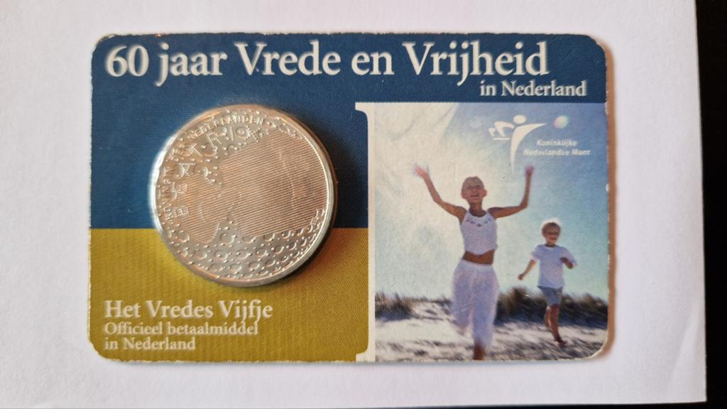 Nederland 2005 5 euro, Vrede en vrijheid Vijfje, Ophalen of Verzenden, Koningin Beatrix, Euro's, Zilver