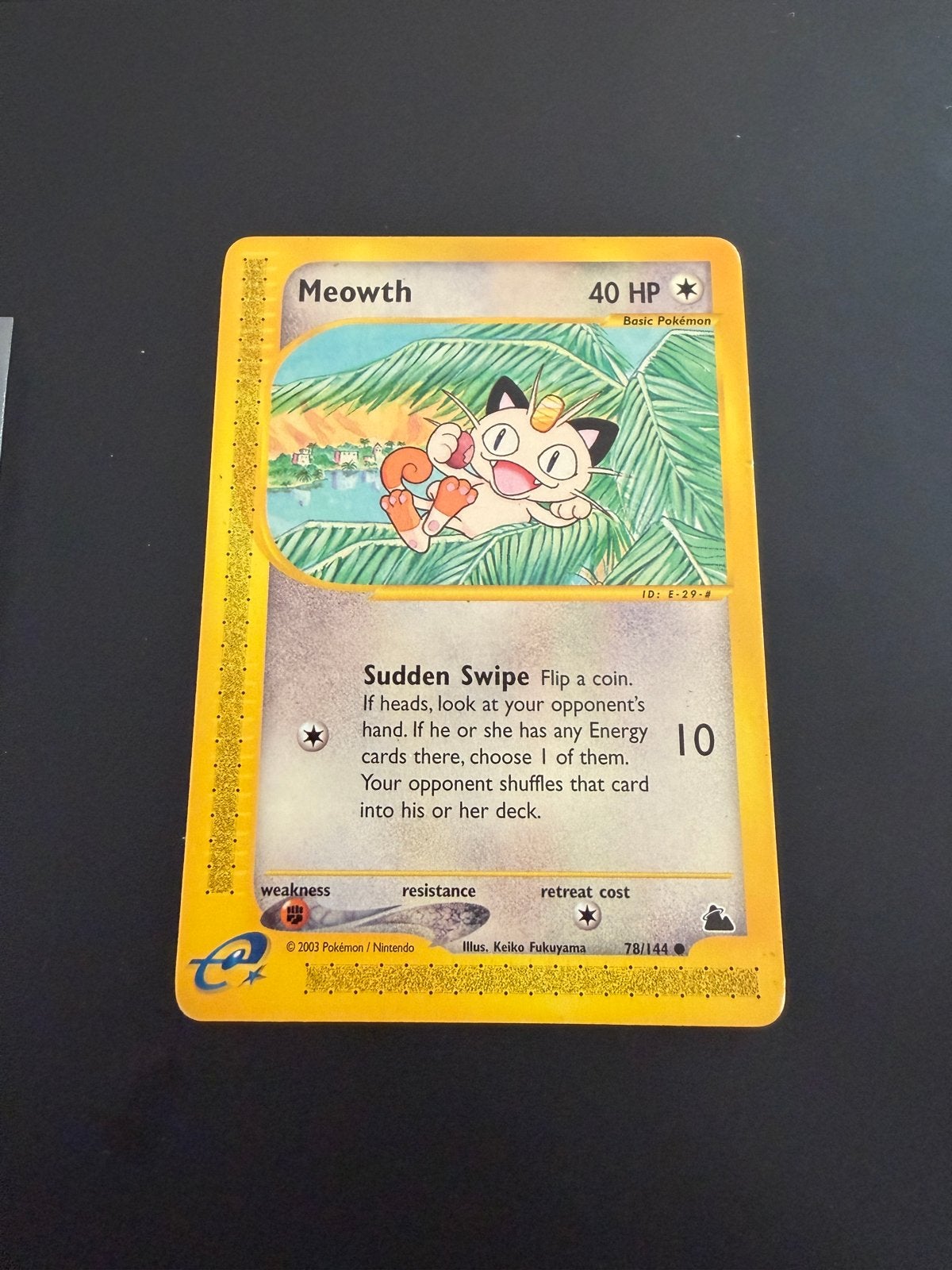 Pokémon Kaart: Meowth 78/144 (2001) - skyridge, Verzenden, Zo goed als nieuw, Losse kaart