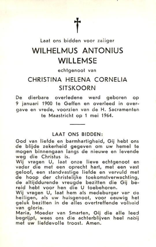 Willemse Wilhelmus Antonius Geffen 1900-1964 Maastricht, Verzamelen, Ophalen of Verzenden
