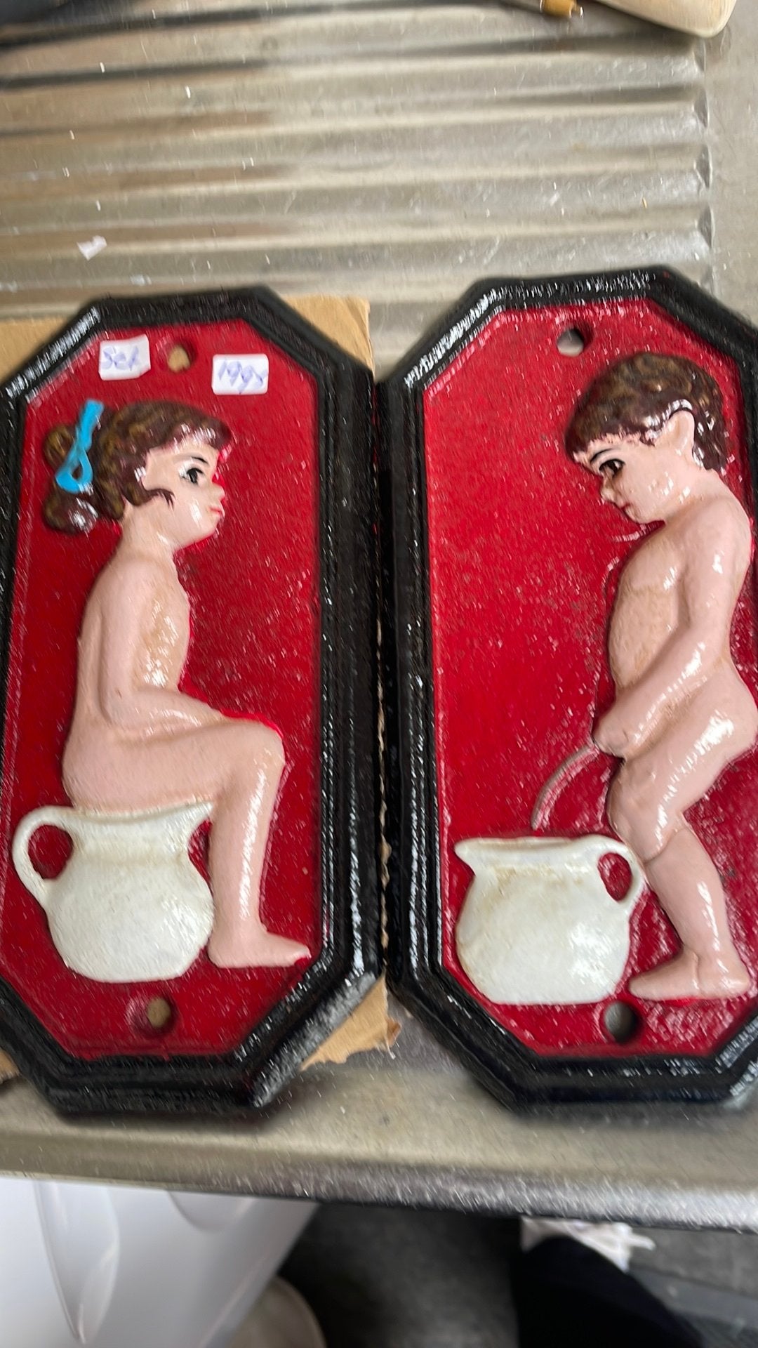 Set van 2 toilet bordjes, Ophalen of Verzenden