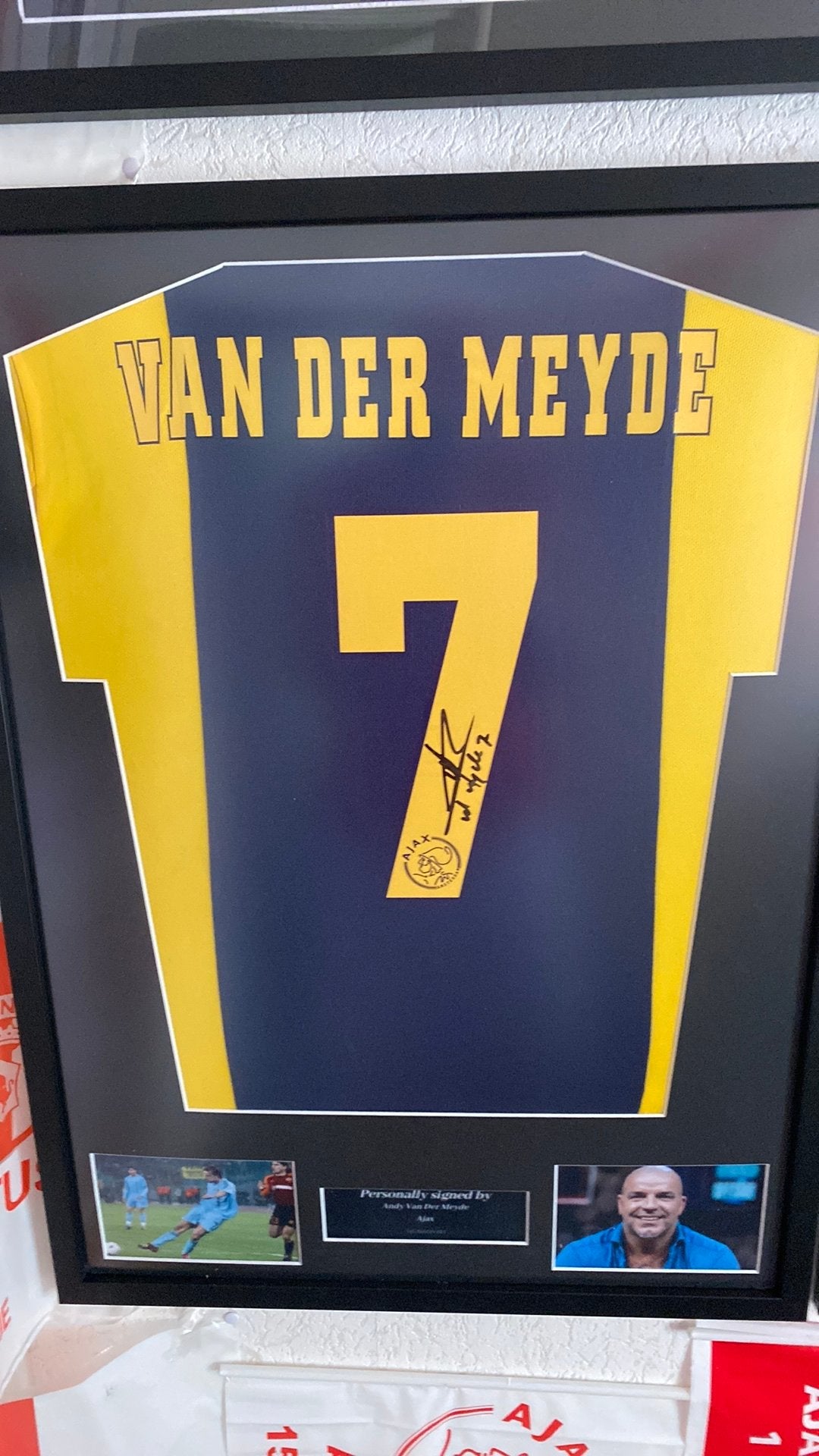 Andy v d meyde ingelijst gesigneerd door hem, Ophalen, Zo goed als nieuw, Ajax, Shirt