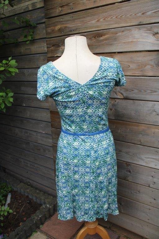 Jurk blauw/ groen Claudia Strater mt 36 Vaste prijs, Blauw, Ophalen of Verzenden, Zo goed als nieuw, Knielengte
