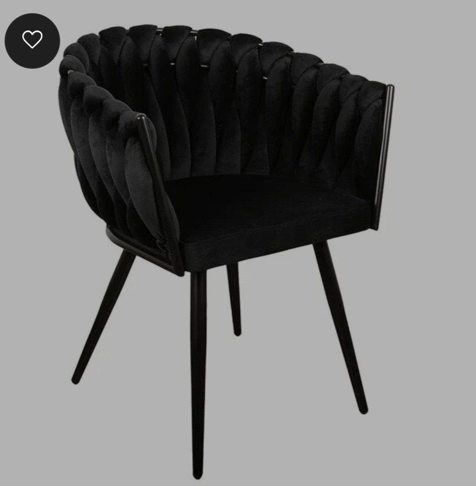 2 luxe zwarte velvet eetkamerstoelen, eetstoelen wave chair, Modern, Luxe, Design, Twee, Zwart, Ophalen of Verzenden