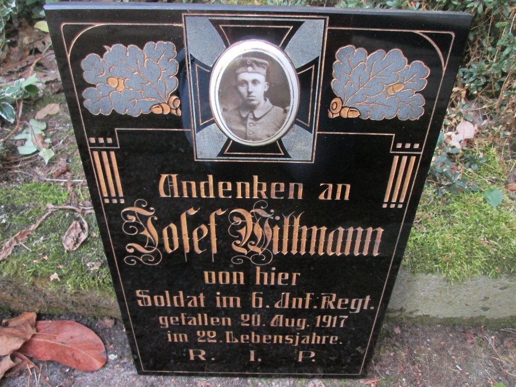 Glazen grafplaat Duitse Soldaat WO1 met foto. TOP stuk., Ophalen of Verzenden, Landmacht, Nederland
