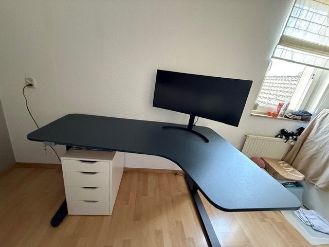 Bureau Blauw, Huis en Inrichting, Ophalen, 160 cm, Hout, Hoekbureau