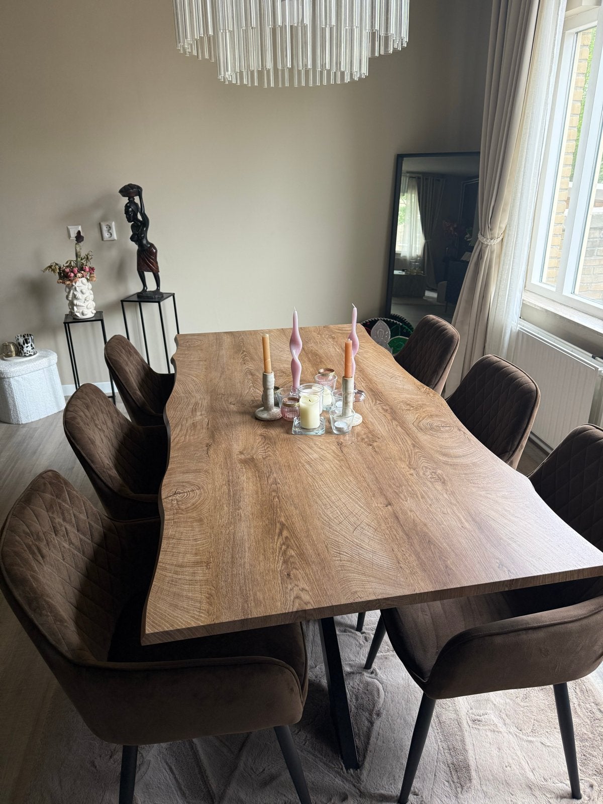 Eettafel met 6 stoelen - 180cm lang, Huis en Inrichting, Ophalen, Gebruikt, 50 tot 100 cm, Vijf personen of meer