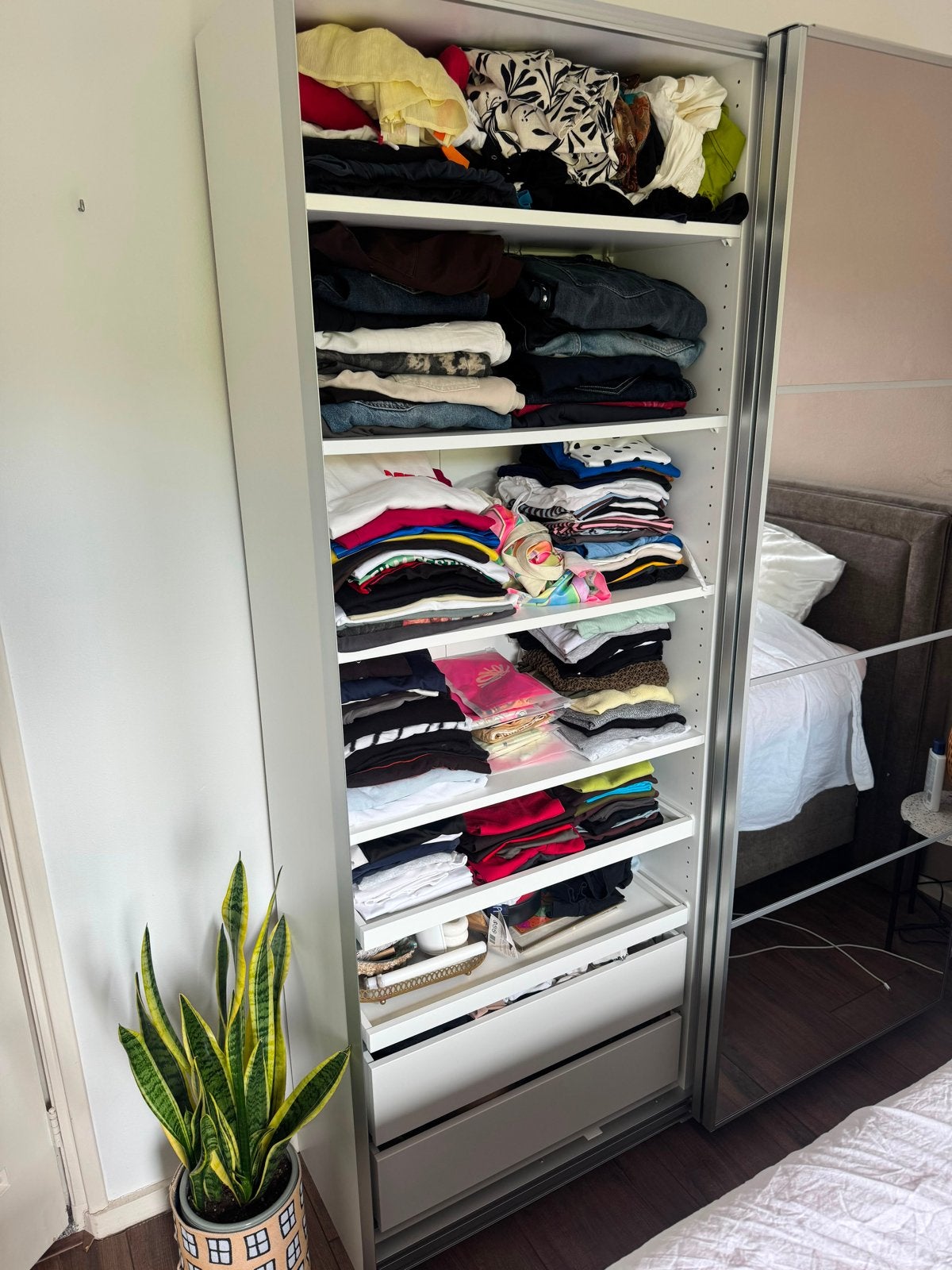Ikea Pax kledingkast met schuifdeuren en spiegel, Ophalen, Overige materialen, Gebruikt, 100 tot 150 cm