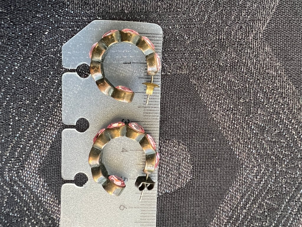 Dyrberg/Kern creolen roze kristal ring turquoise groen blauw, Met kristal, Overige materialen, Hangers, Verzenden